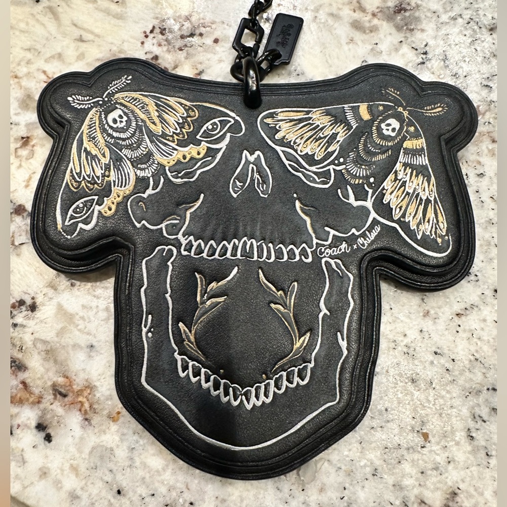 Coach x chelsea limited edition skull tattoo moth bag charm *large.